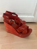 Sandalen Keilabsatz Plateau Holz Leder 39 Bayern - Augsburg Vorschau