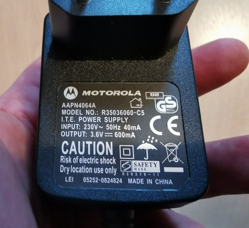 Motorola Netzteil R35036060-C5 Original AC 3,6V 600mA in Wörth an der Isar