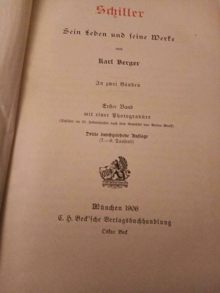 Schiller - sein Leben und seine Werke in 2 Bänden 1906/1909 in Erfde