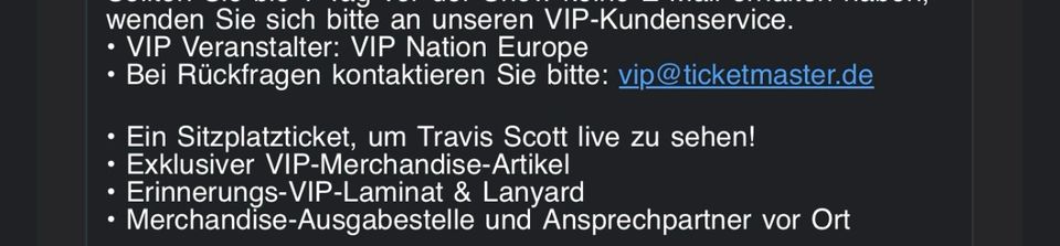 VIP Ticket Hamburg  Travis Scott CIRCUS MAXIMUS Sitzplatz in Celle