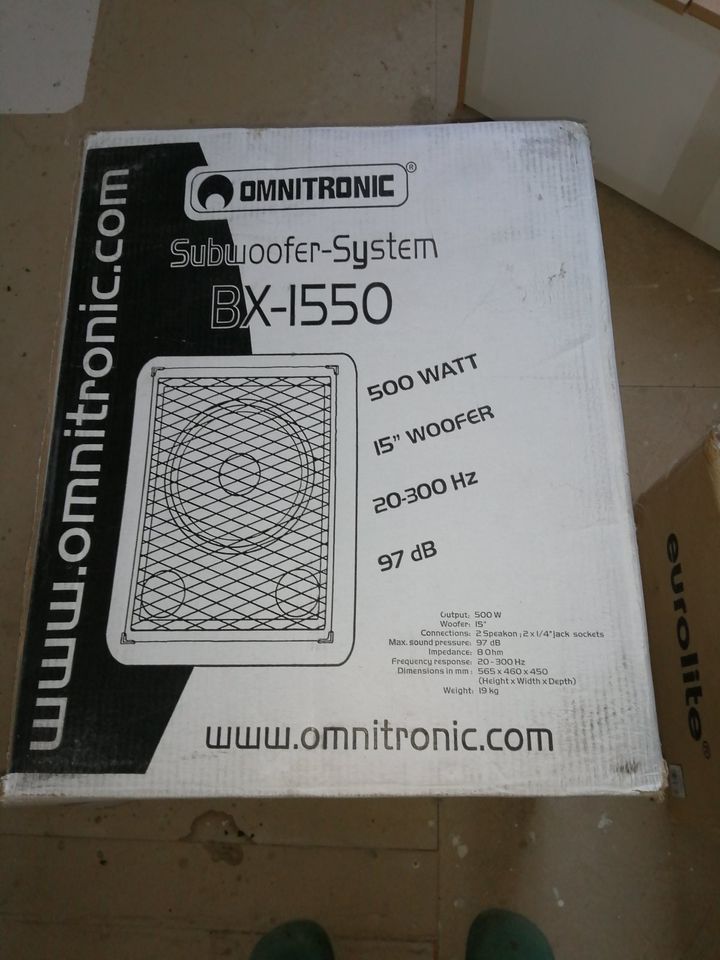 Disco Lautsprecher Omnitronic BX-1550 Subwoofer 500W Subwoofer in Weimar