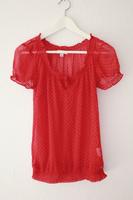 Bluse Polkadots Punkte 34 XS Rüschen Schleife transparent Sachsen - Rötha Vorschau