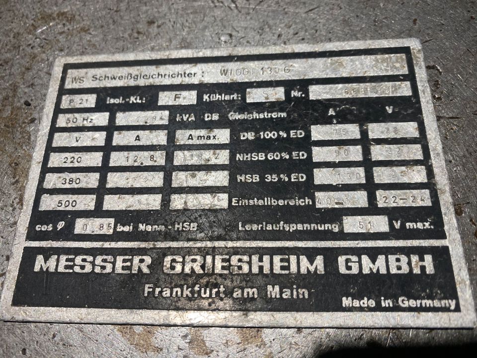 Messer Griesheim Schweißgleichrichter / Schweißgerät in Sulzfeld