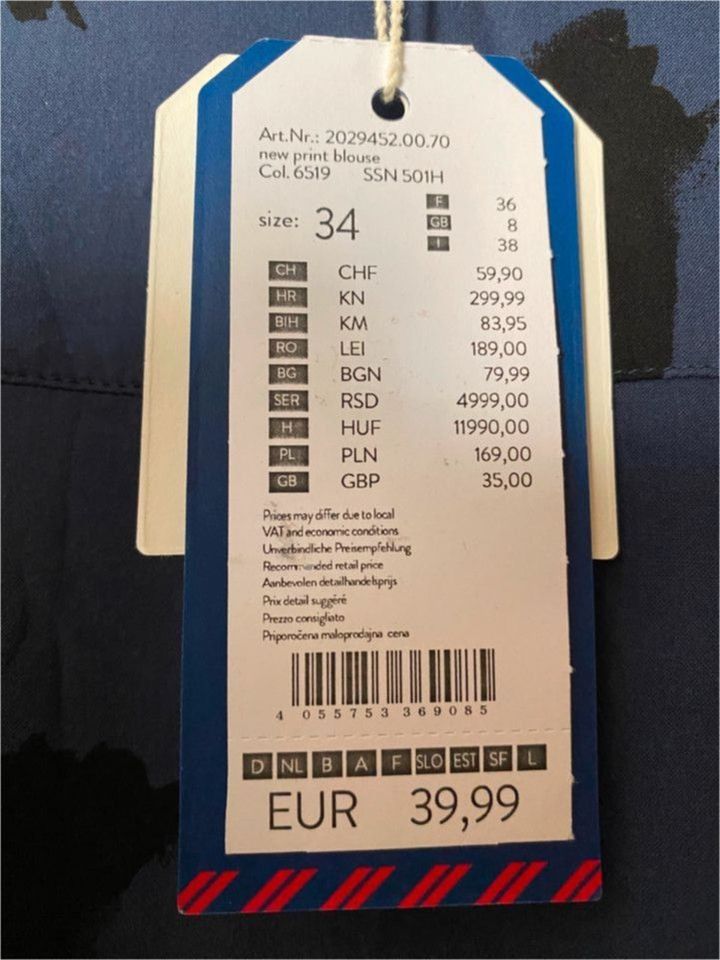 NEU- Bluse / Oberteil Shirt TOM TAILOR in XS - 34 164 Preisschild in Großbeeren