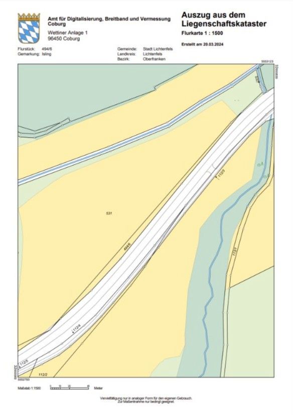 Landwirtschaftliche Verpachtung Isling Fl. Nr. 494/6 Lange Äcker in Lichtenfels