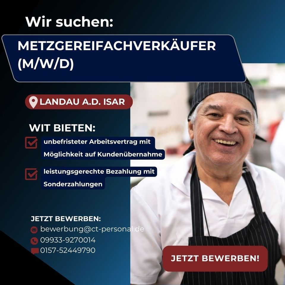 Metzgereifachverkäufer (m/w/d) in Landau + Umgebung gesucht! in Landau a d Isar