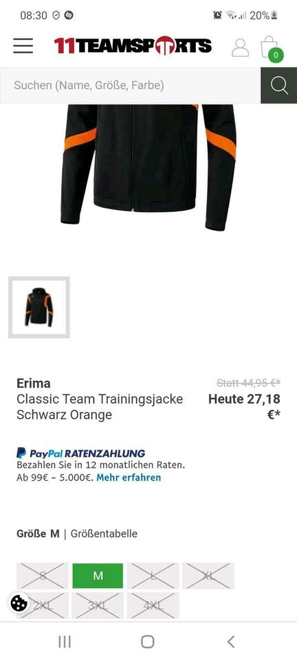 Erima Sport Jacke Gr.164 neu Trainingsjacke Orange  schwarz in Celle