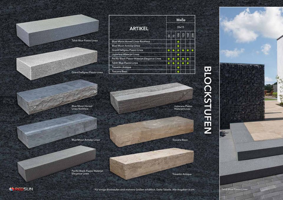 Blockstufen Granit 15x35×cm hellgrau gesägt+geflammt+gefast in Nünchritz