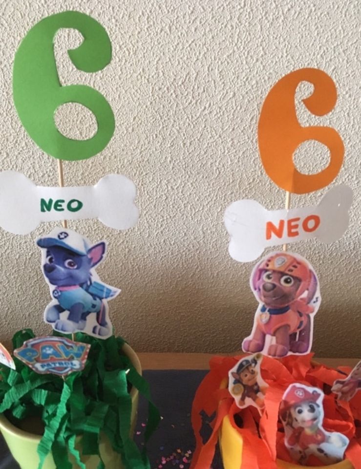 Paw Patrol Deko 6. Geburtstag Aufstecker Stecker in Wetzlar