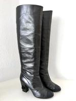 Original CHANEL Stiefel 39,5 Grau Schwarz Metallic Leder Kamelie Eimsbüttel - Hamburg Rotherbaum Vorschau