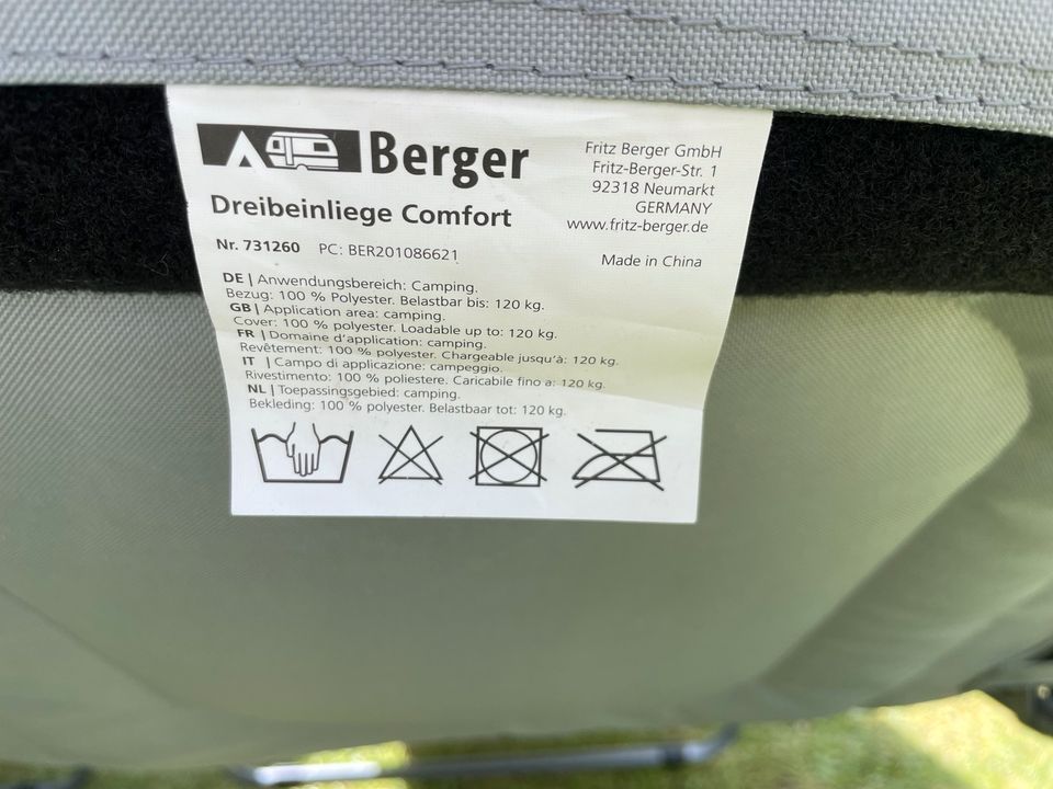 Berger Comfort Camping Dreibeinliege / Feldbett 2 Stück neuwertig in Eigeltingen