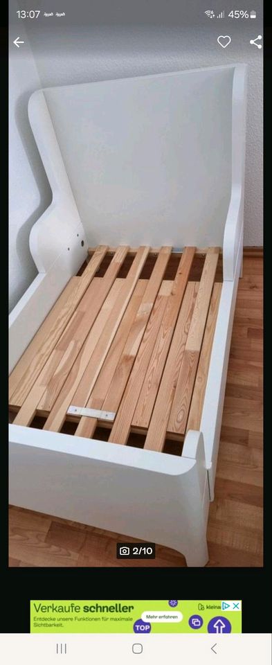 Ikea busunge Bettgestell ausziehbar ,weiß 80× 200× cm in Erkrath