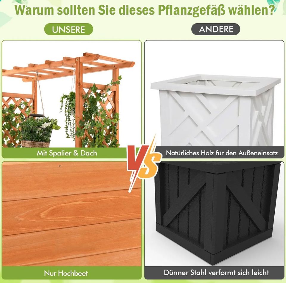 Pflanzkasten Gartenspalier Rankgitter Blumentopf Holz Hochbeet in Bebra