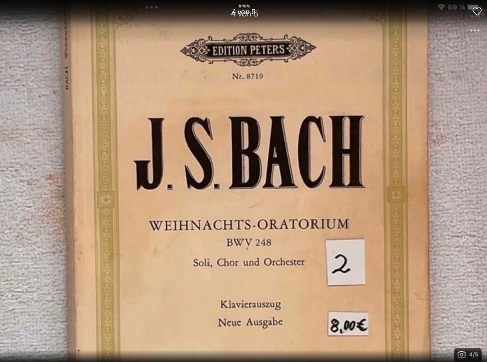 Klavierauszüge: „Bach WO + Ein feste Burg“, gebraucht in Borstel-Hohenraden