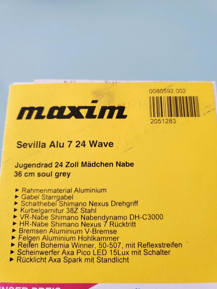 Kinderrad 24 Zoll - Maxim Sevilla Alu 7 in grau in München