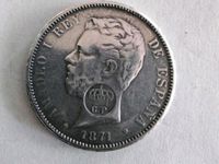 Spanien 5 Pesetas 1871 Colony Azoren Silber Dortmund - Benninghofen Vorschau