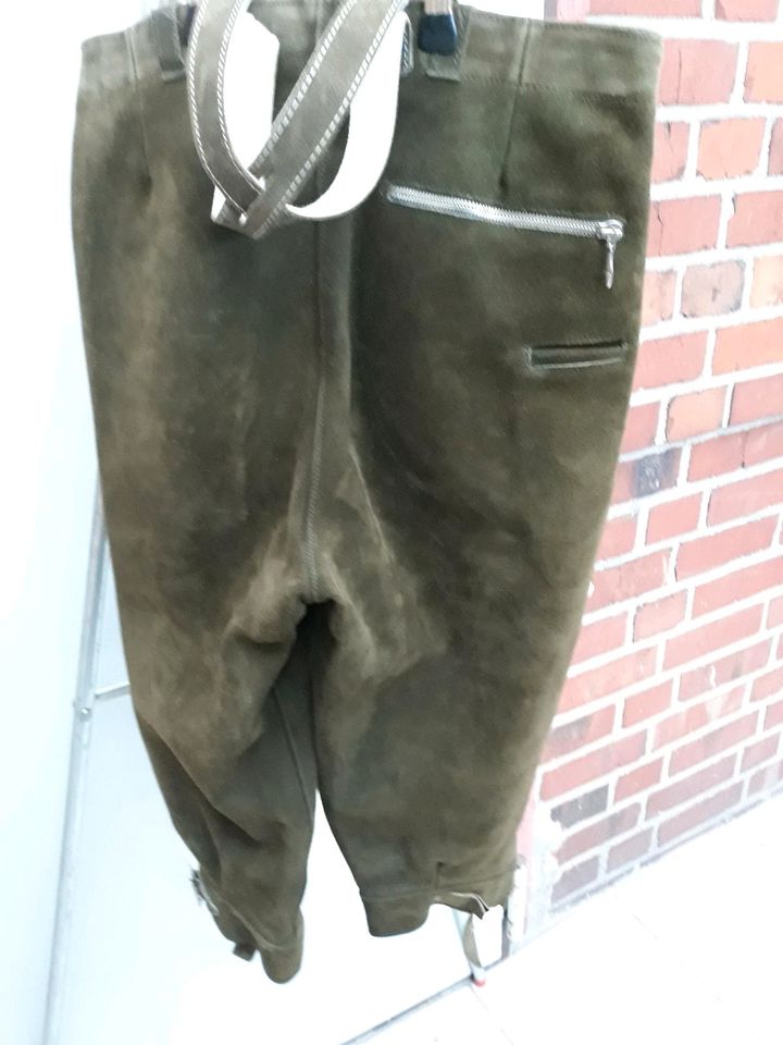 Kniebundhose Jagdhose Leder mit Träger  dunkelgrün / grau in Erftstadt