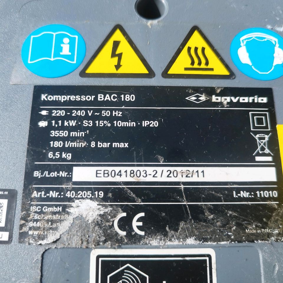 Bavaria BAC 180 Kompressor 180l/min 8bar in Otterbach