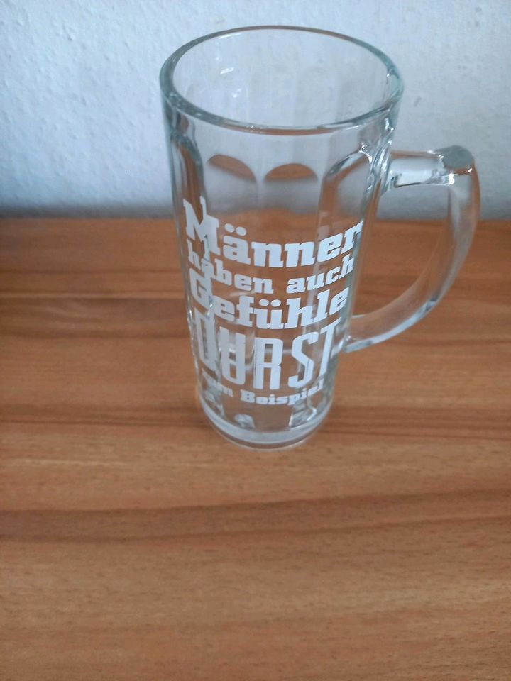 Bierglas Henkelglas mit Spruch in Oetzen