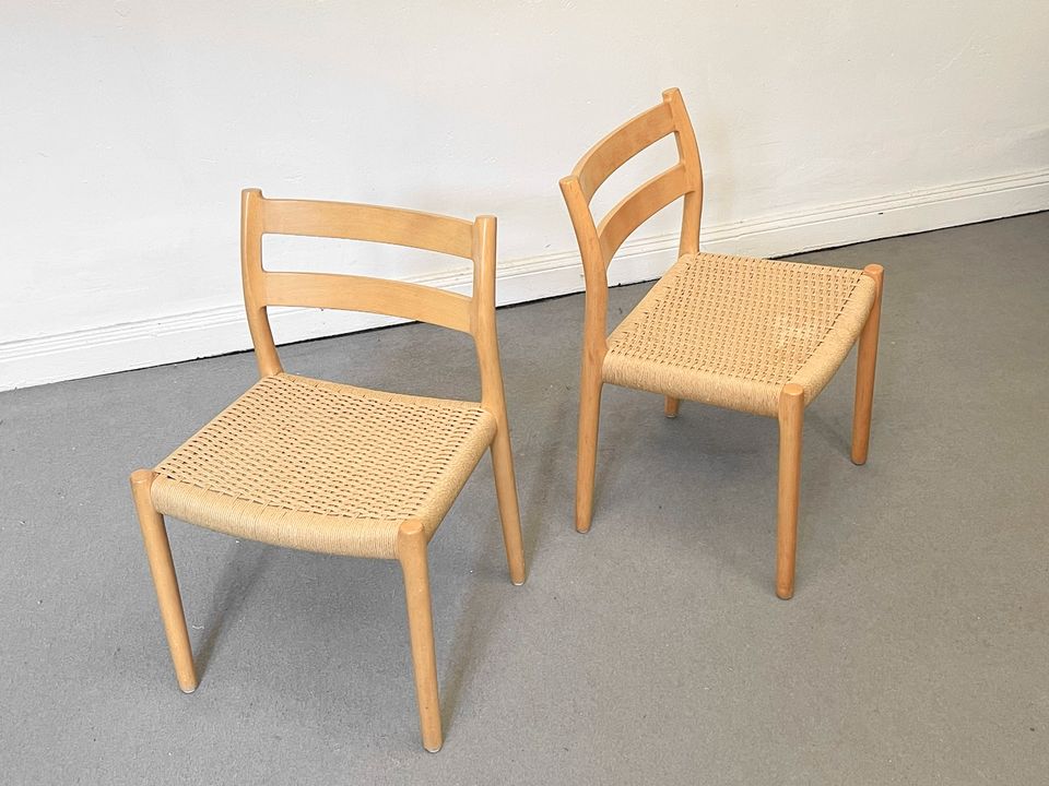 1/2 Niels O. Møller Stühle Eiche Oak Chairs Modell 84 Set 2 1955 in Berlin