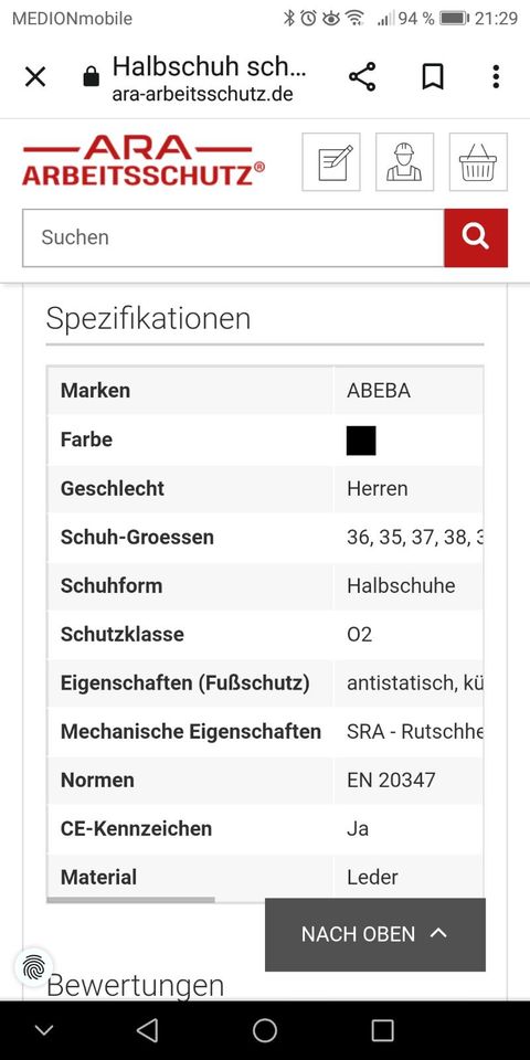 Arbeitsschuhe Bequemschuhe Gr 41 Abeba in Krefeld