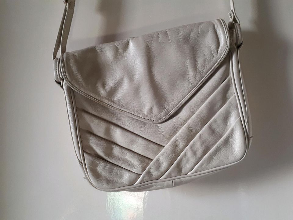 Vintage Lederhandtasche Cypres Ledertasche Handtasche cremeweiß in Hamburg