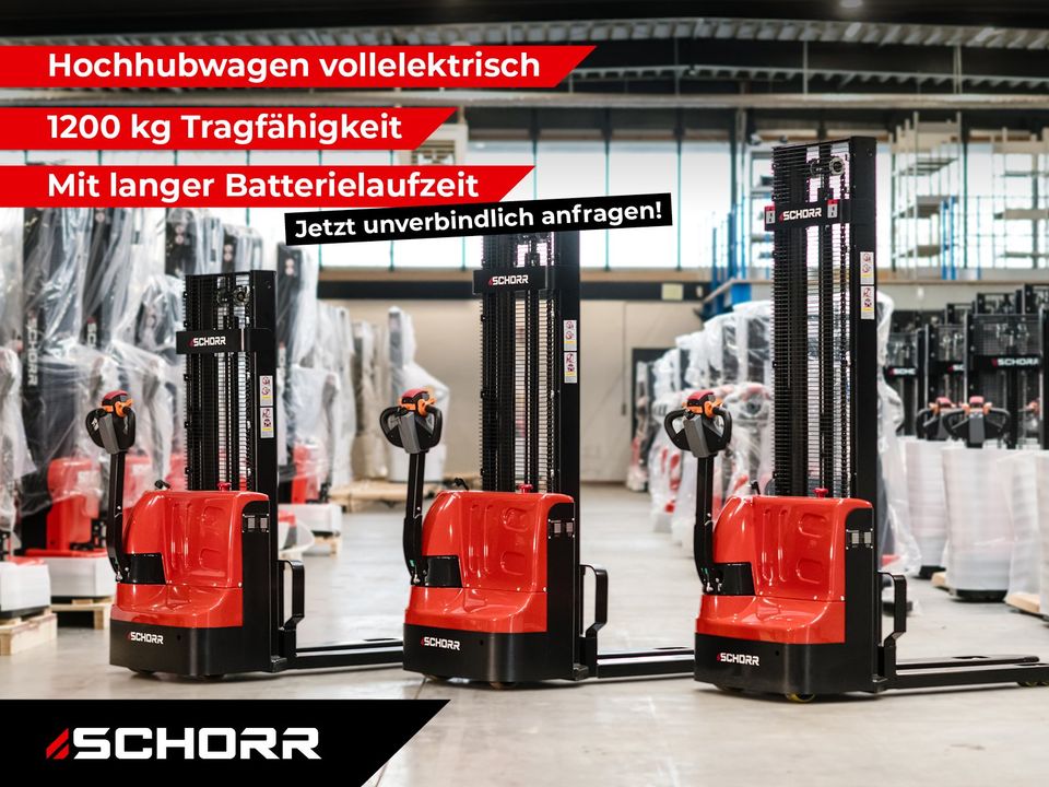 SCHORR Elektro Hochhubwagen 1200kg Hubhöhe: 2,5m / 3m / 3,5m Hubwagen Stapler Lieferung in Schüttorf