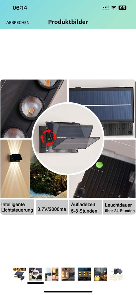 Solar Wandleuchte Aussen, Einstellbar led IP65 Wasserdicht in Dessau-Roßlau