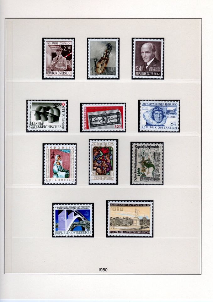 Österreich Briefmarken postfrisch Jahrgang 1980 – 1989 in LINDNER in München