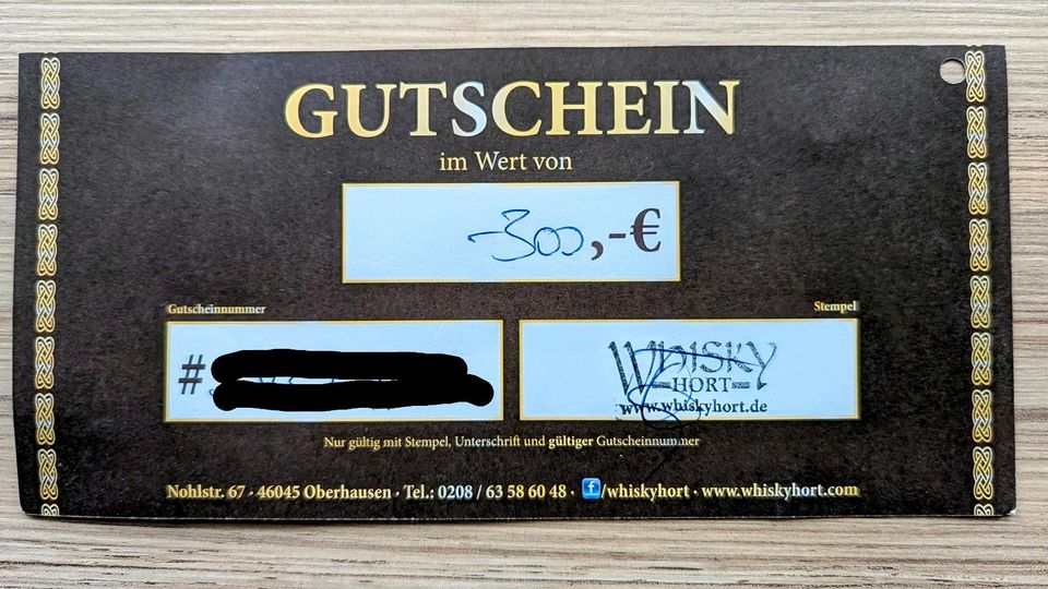 Gutschein Whisky Hort Oberhausen, Wert 300 € in Gladbeck