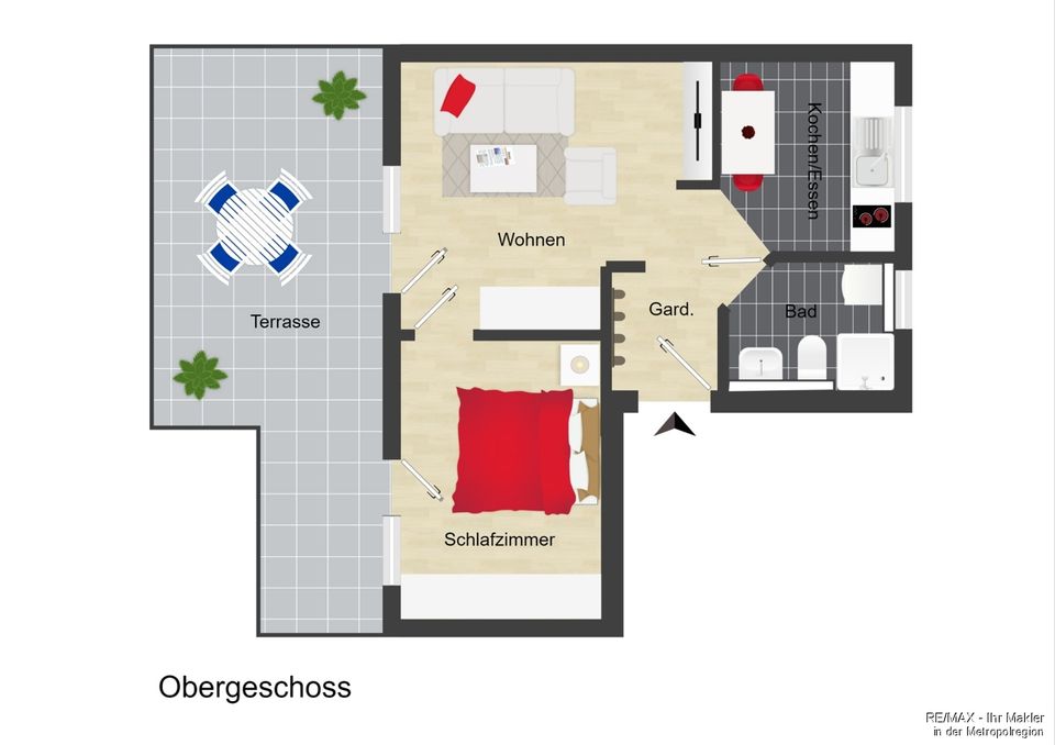 Wohnung mit Dachterrasse und Tiefgaragenstellplatz in Neuendettelsau