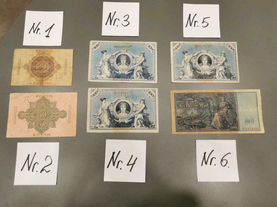 6 Stück Original Reichsbanknoten 20, 50, 100 Mark Sammeln Rarität in Dresden