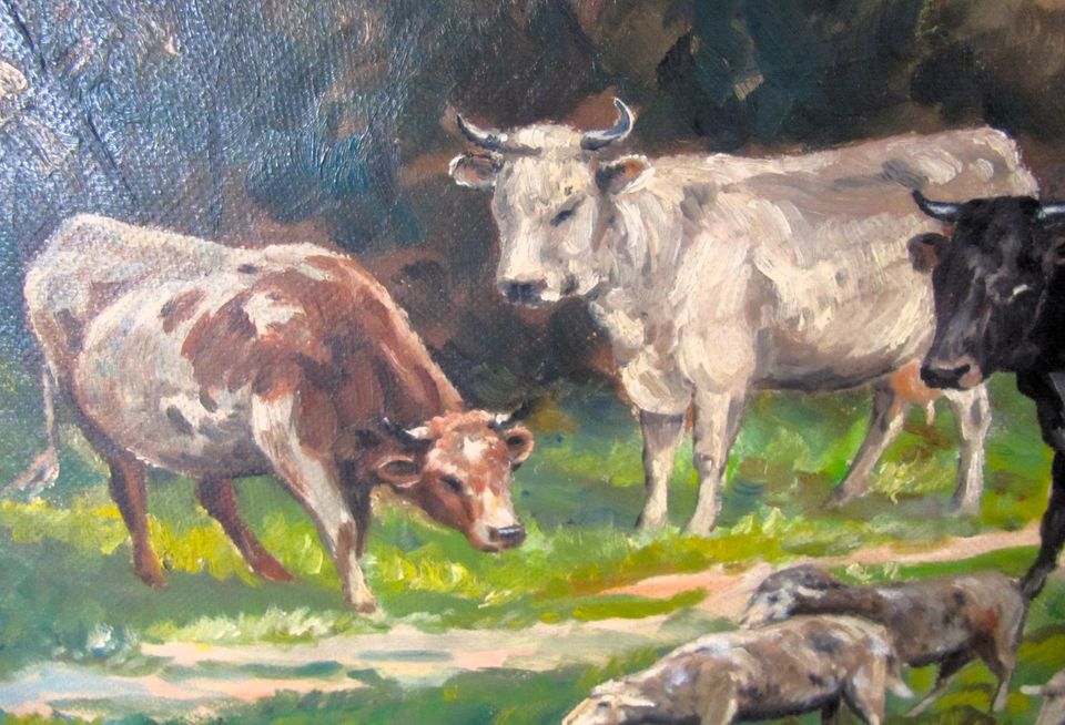 Gemälde mit Tiere & Landschaft öl Gemälde mit Kühe & Schafe 96x72 in Plochingen