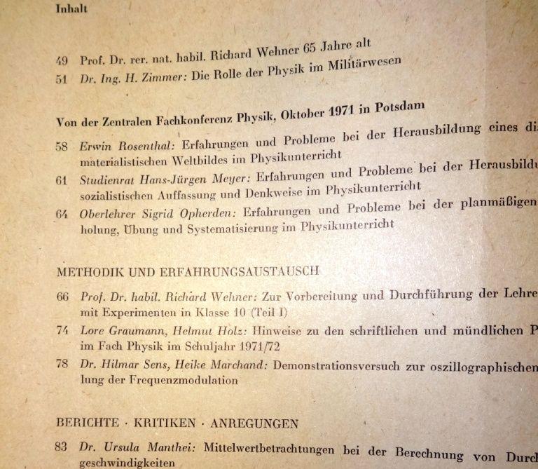 2 x „Physik in der Schule“, Zeitschrift Didaktik für Physiklehrer in Dresden
