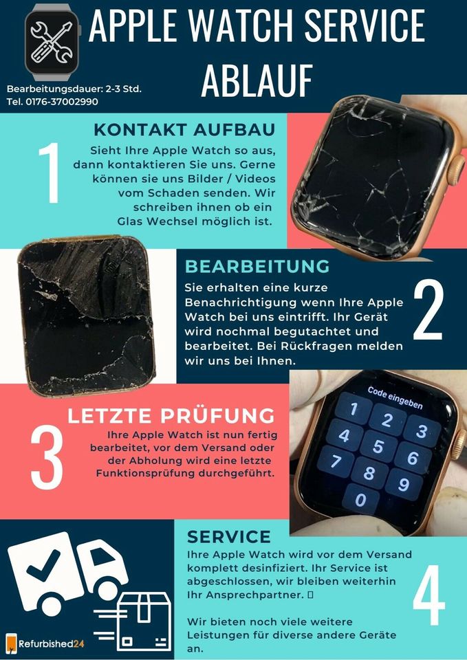 Apple Watch 5 Reparatur Series 5 40 / 44mm Display Glas Reparatur in Mannheim