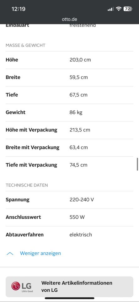 LG Kühl-/ Gefrierkombination NEU!! in Hergensweiler