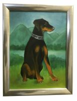 Dobermann Hund auf Leinwand, gerahmt, 35 x 45 cm Hannover - Mitte Vorschau