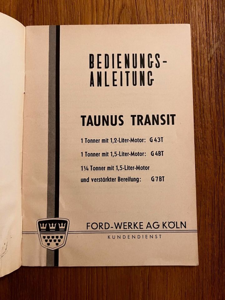 Bedienungsanleitung FORD Taunus Transit, 40 Seiten, 10/1961 in München