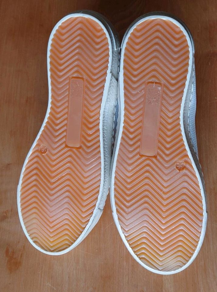 ☀️ MELINE Sneaker Turnschuhe Leder weiß gelb 36 NEU in Centrum