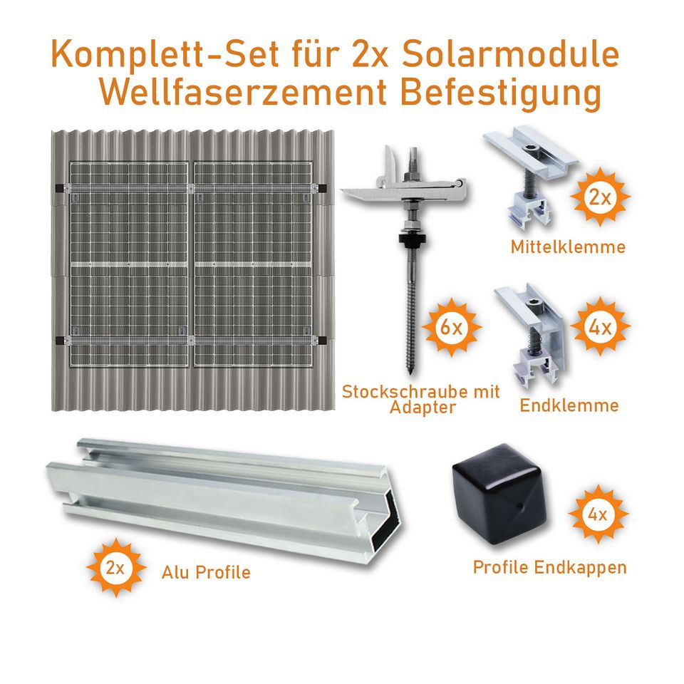 2x Solarpanel Halterung Montage-Set Wellfaserzement / Wellblech in Torgelow