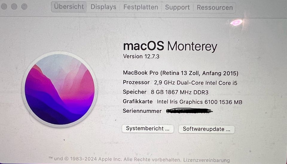 MacBook Pro (Anfang 2015) Retina 13 Zoll, 8GB RAM, 128GB in Linnich