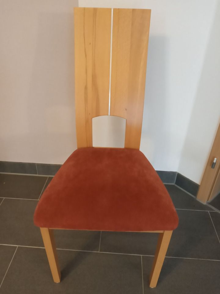 Esstischstühle (Echtholz) Sitzfarbe rot-braun (4St.) in Rüsselsheim
