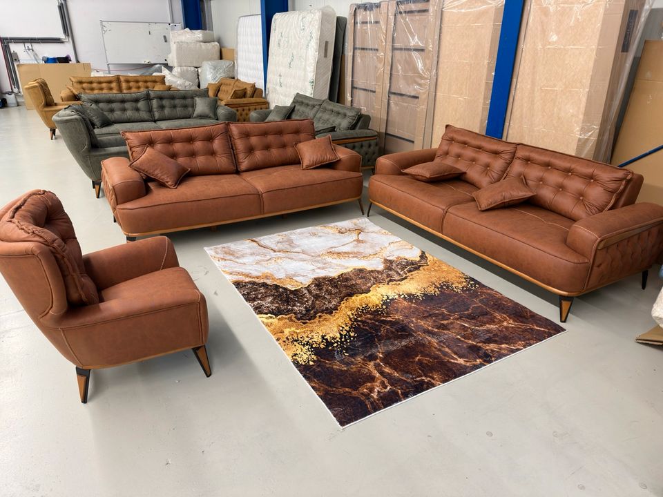 (Prizma) Couch Set 3+3+1) Sessel Couch Sofa Relax Sofa Bett Funktion Wohnzimmer Gästezimmer QMLager in Ursensollen