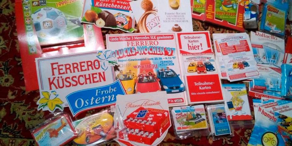 FERRERO KINDER Reklame KONVOLUT Küsschen Giotto Duplo 90er in Annaberg-Buchholz
