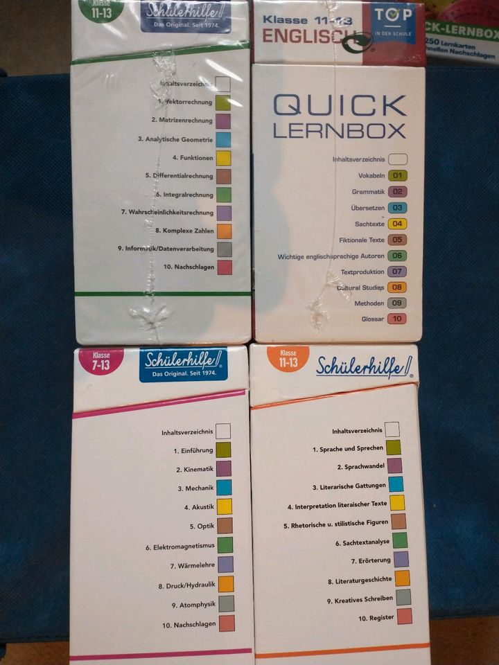 4 Quick Lernbox Schülerhilfe Abitur Physik Deutsch Mathe Englisch in Spremberg