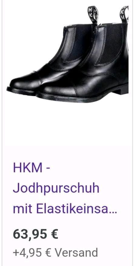 Reitstiefel / Reitstiefeletten Leder HKM Jodhpur Gr. 35 Mädchen in Leutershausen