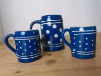 Drei Keramiktassen blau weiß gepunktet Handarbeit Bunzlau Leipzig - Engelsdorf Vorschau