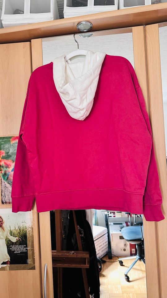 EDC Esprit Pullover Hoodie Rosa weiß Baumwolle in Bergisch Gladbach