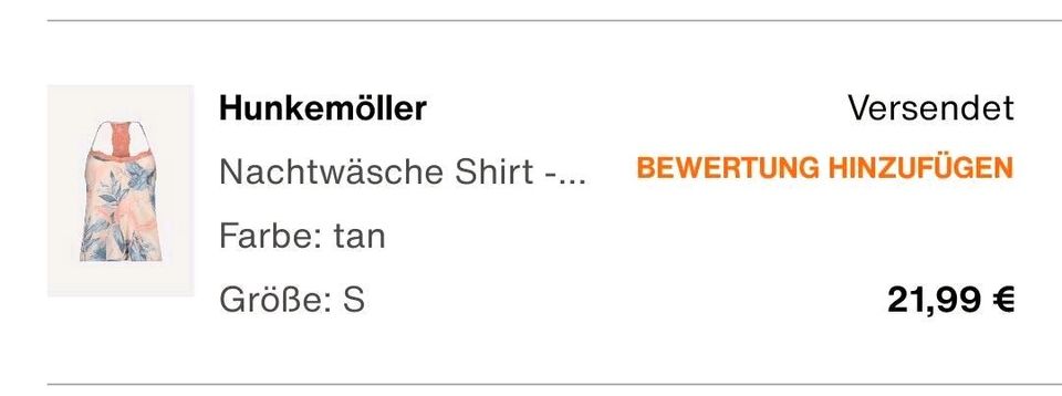 Neu Hunkemöller Nachtwäsche Shirt & Hose, Farbe tan Gr. S 36 in Schwandorf