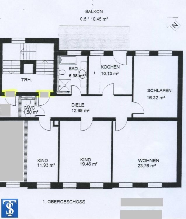 vermietete 4-Zimmer-ETW im 1.OG mit Wanne und Dusche, Gäste-WC, Balkon und FBH im Zentrum von Plauen in Plauen